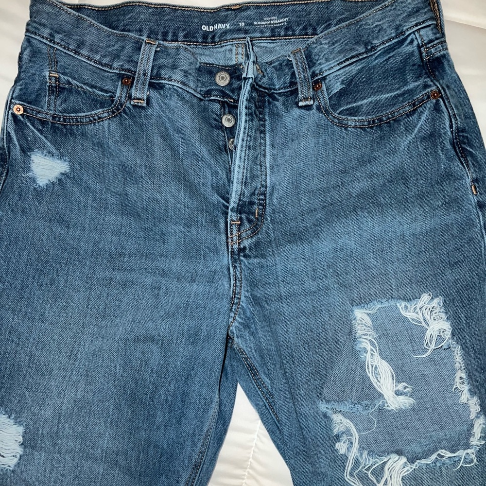 Old Navy High Rise Slouchy Straight secret slim pockets sz 10